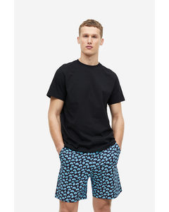 Regular Fit Pyjama Shorts Dark Blue/clouds