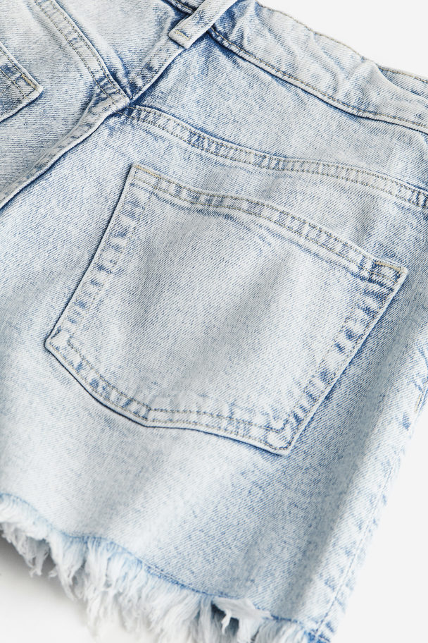 H&M Jeansshorts High Waist Blasses Denimblau