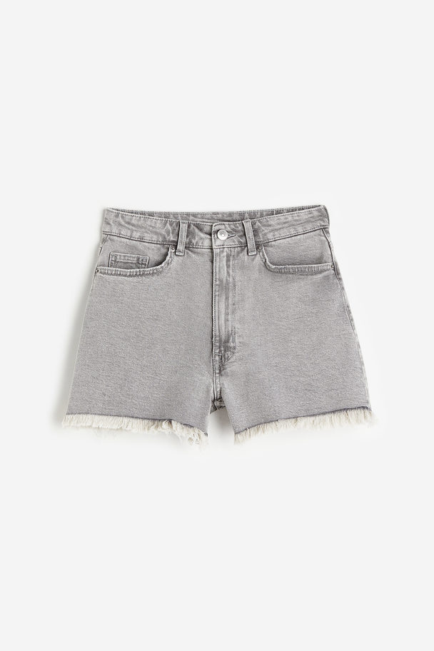 H&M High-waisted Denim Shorts Light Grey