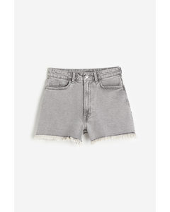 High-waisted Denim Shorts Light Grey
