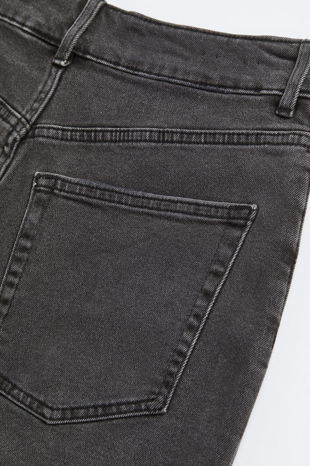 H&M High-waisted Denim Shorts Dark Grey