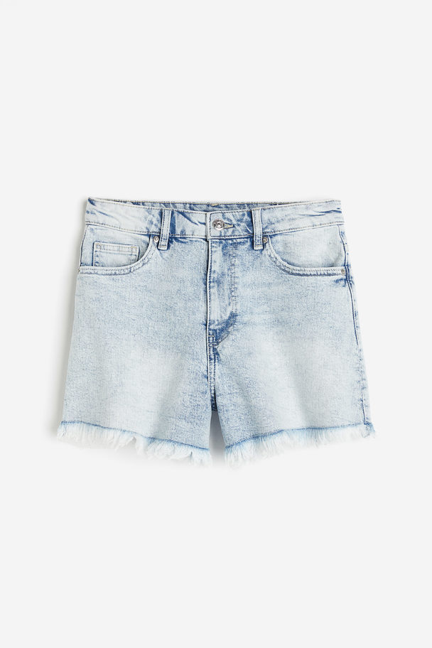 H&M Jeansshorts High Waist Blasses Denimblau