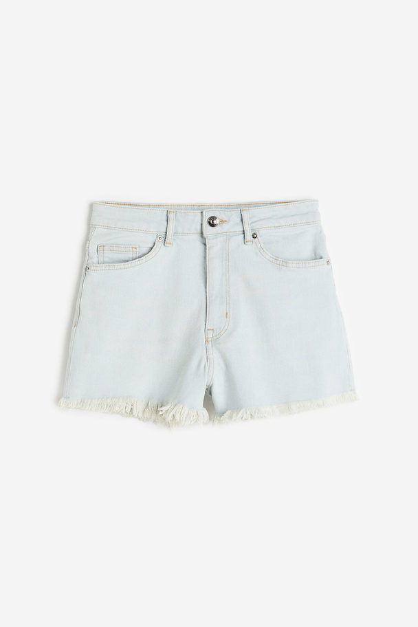 H&M Denim Short - High Waist Bleek Denimblauw