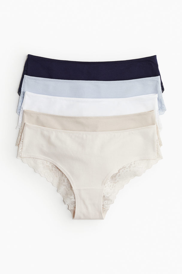 H&M 5-pack Hipster Briefs Pale Beige/navy Blue