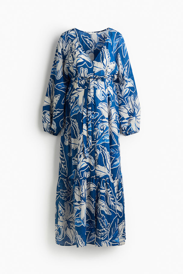 H&M Mama Before & After Tie-belt Dress Blue/floral