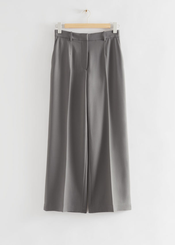 & Other Stories Press Crease Flared Trousers Grey