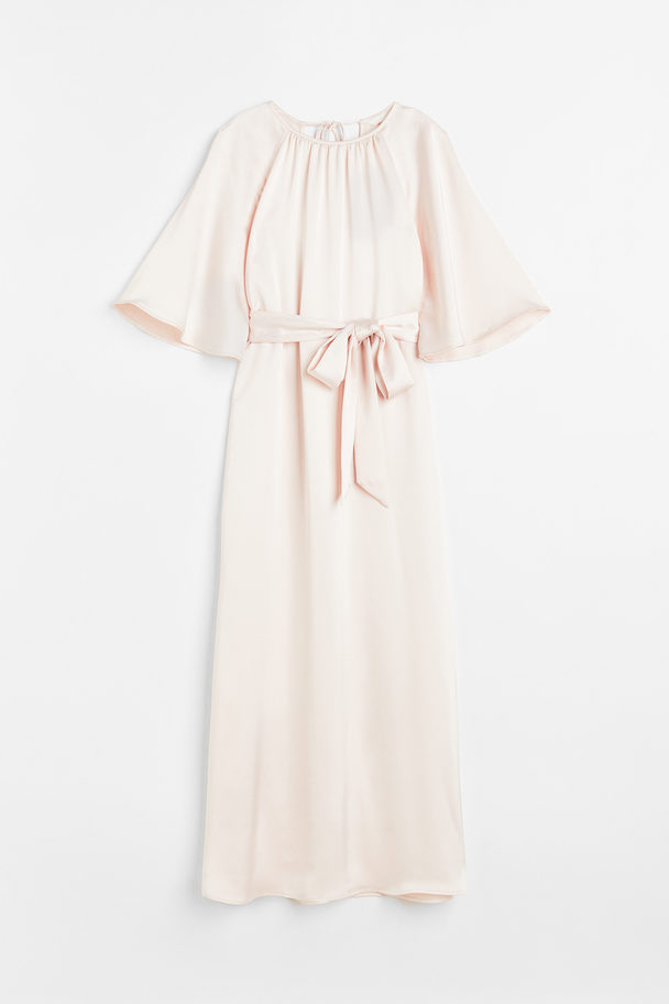 H&M Tie-belt Satin Dress Powder Pink
