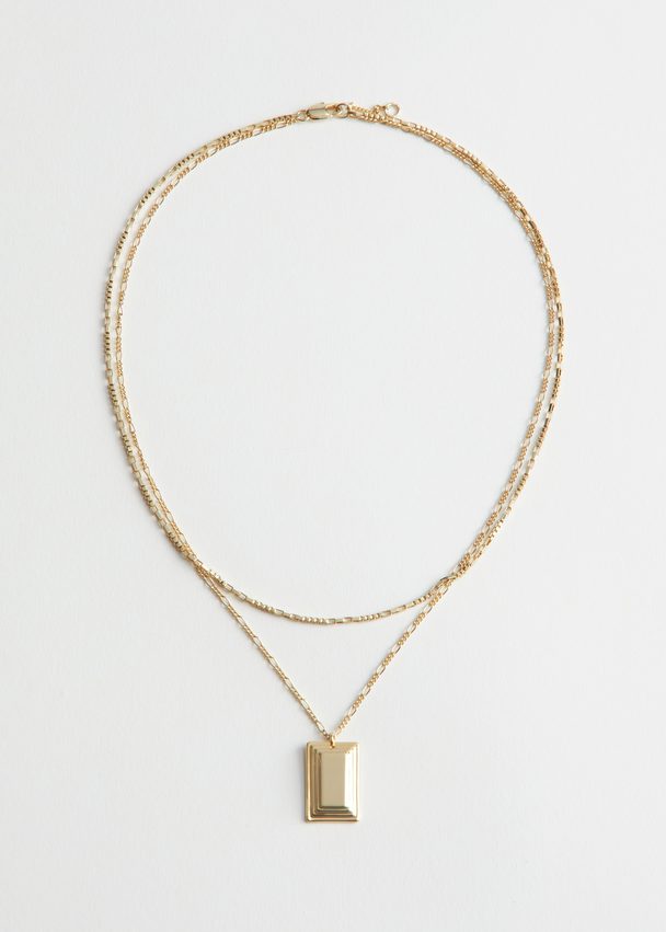& Other Stories Layered Medal Pendant Necklace Gold