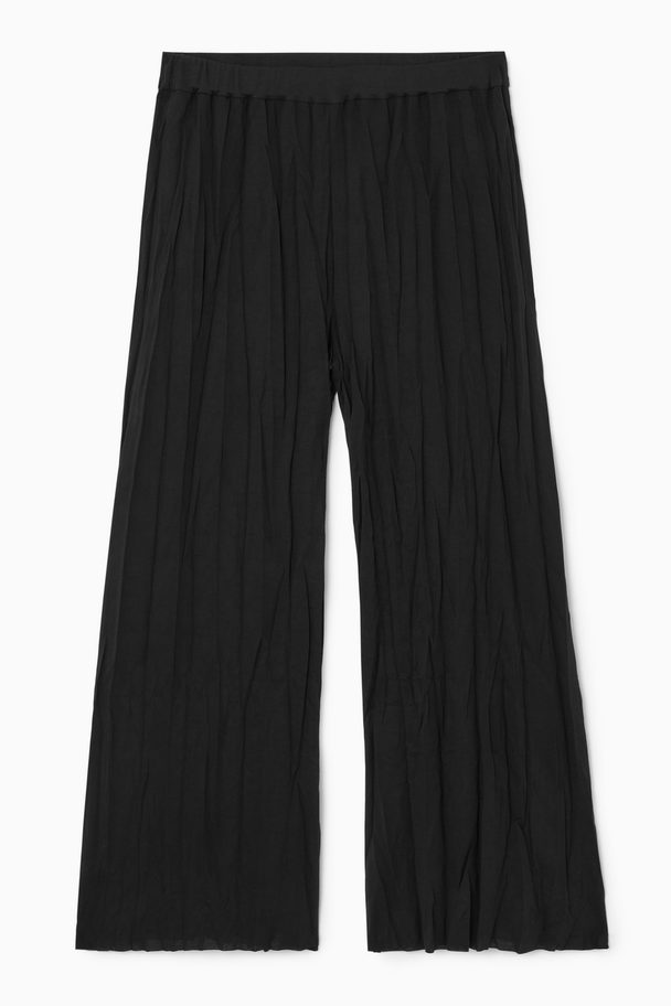 COS Crinkled Jersey Wide-leg Trousers Black