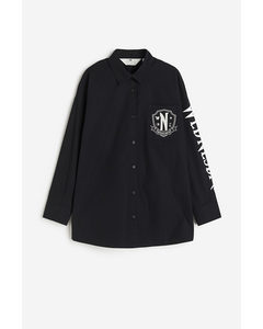 Printed Cotton Shirt Black/wednesday