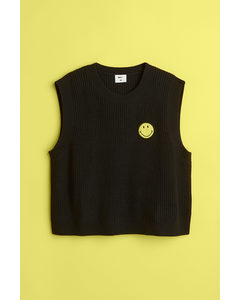 H&m+ Knitted Sweater Vest Black/smiley®