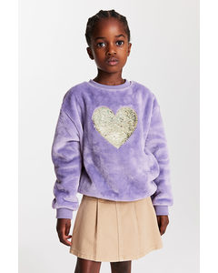 Reversible Sequin-motif Sweatshirt Purple/heart