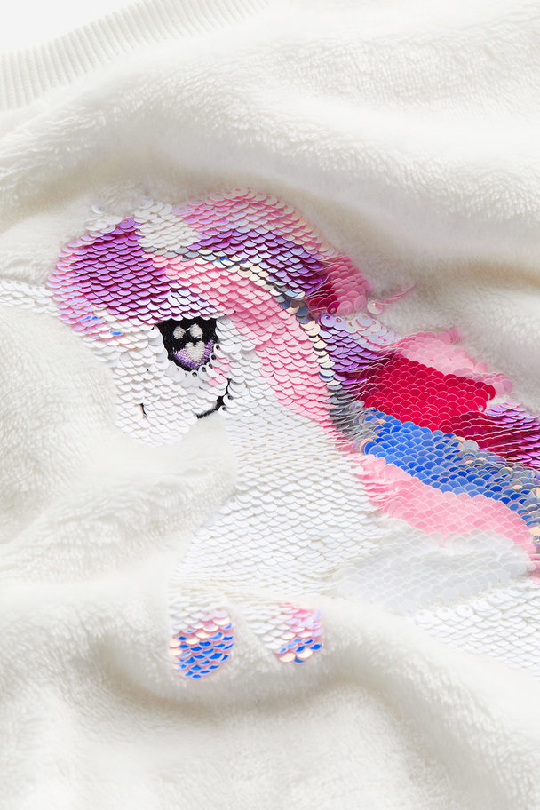 H&M Sweater Met Omkeerbare Pailletten Wit/eenhoorn