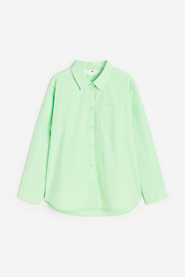 H&M Bluse aus Baumwollpopeline Mintgrün