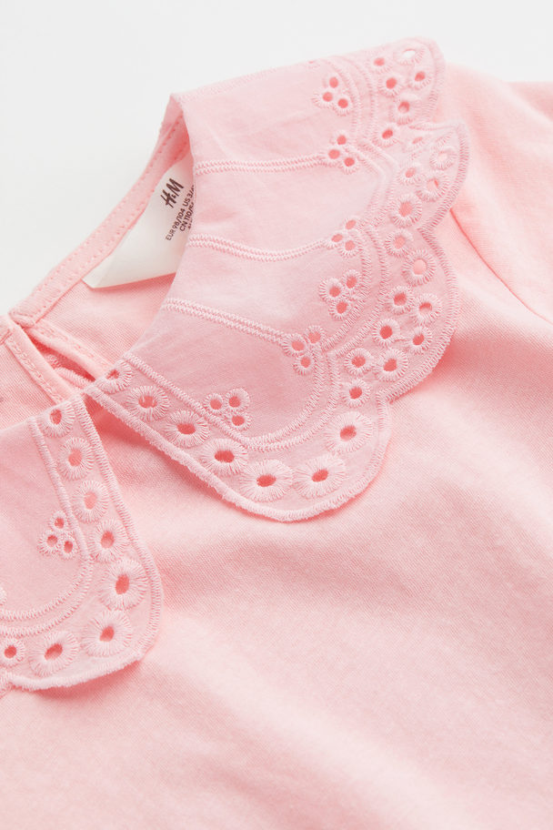 H&M Collared Jersey Top Light Pink