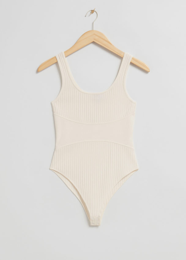 & Other Stories Ribbed Bodysuit Cream
