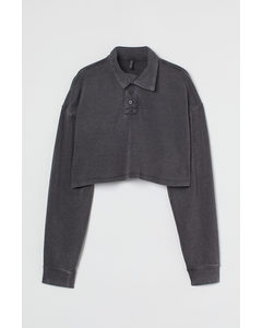 Cropped Rugby Shirt Black/washed Out