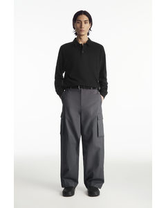 Wide-leg Cargo Trousers Dark Grey