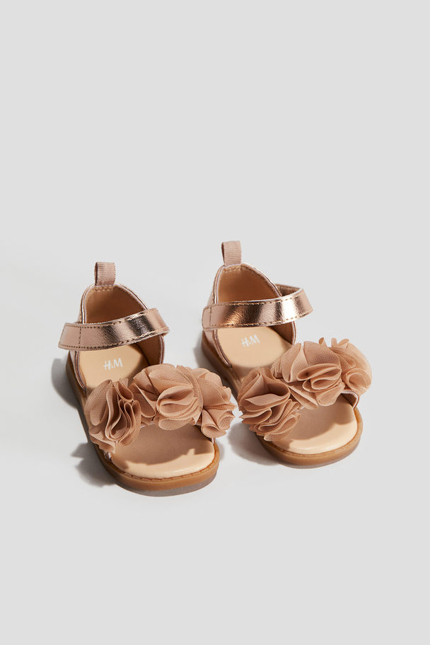 H&M Flower-detail Sandals Bronze-coloured