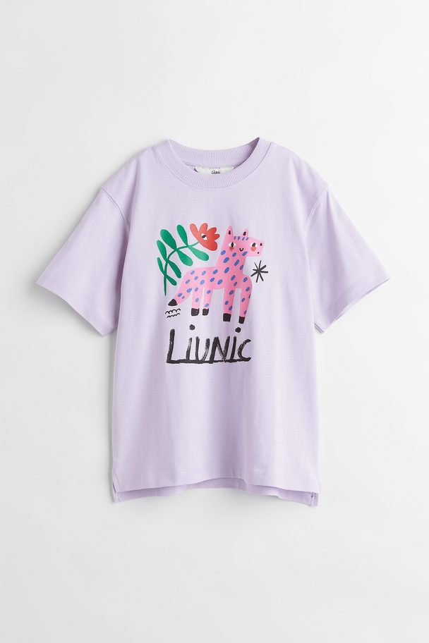 H&M Printed T-shirt Light Purple