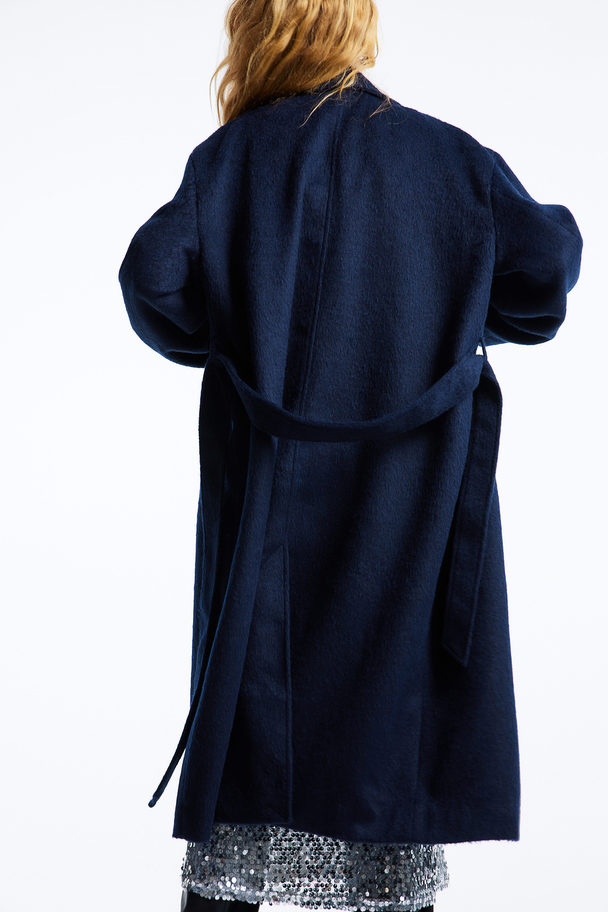 H&M Zweireihiger Mantel Dunkelblau