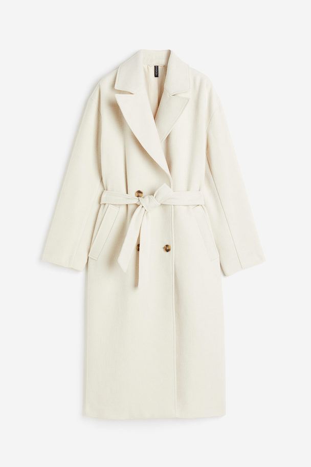 H&M Zweireihiger Mantel Cremefarben
