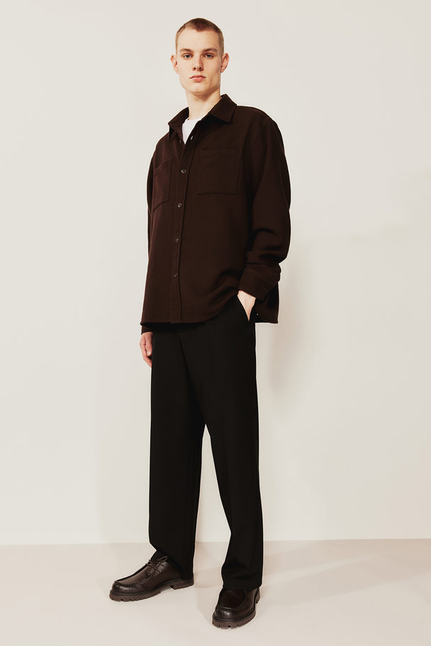 H&M Gewafeld Overhemd - Regular Fit Donkerbruin