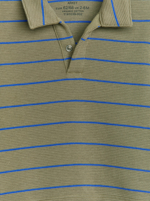 ARKET Waffle-knit Polo Shirt Khaki Green/blue