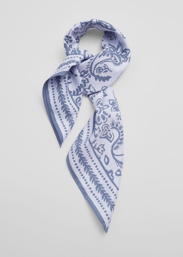 & Other Stories Printed Scarf Indigo/ivory