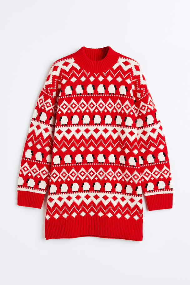 H&M Mama Jacquard-knit Jumper Red/patterned