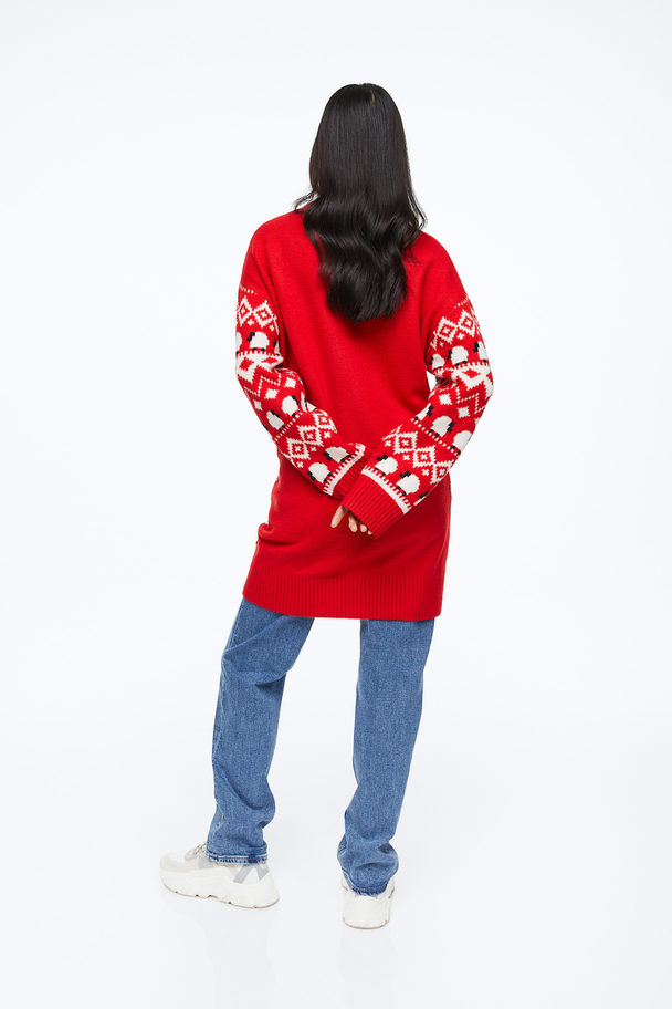 H&M Mama Jacquard-knit Jumper Red/patterned