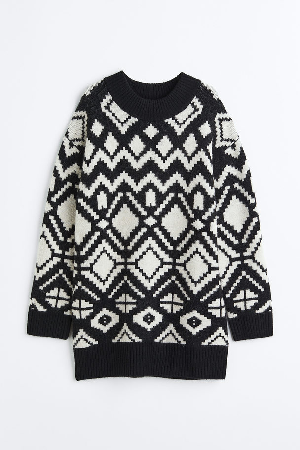 H&M Mama Jacquard-knit Jumper Black/patterned