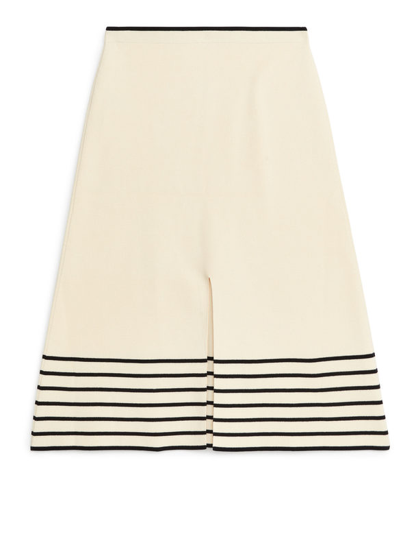ARKET Knitted Cotton Skirt Off White/black