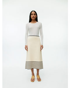 Knitted Cotton Skirt Off White/black