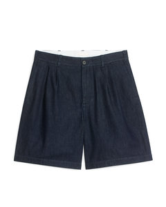 Loose Denim Shorts Dark Blue