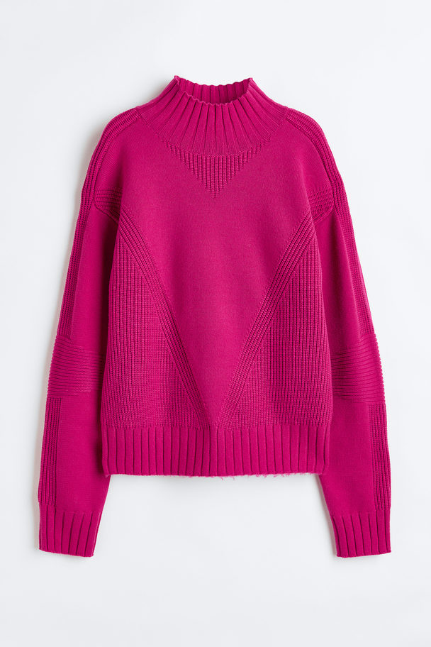H&M Warm Knitted Turtleneck Jumper Raspberry Pink