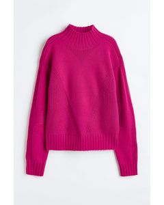Warm Knitted Turtleneck Jumper Raspberry Pink