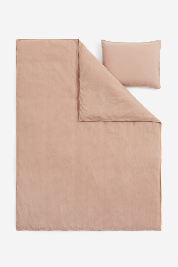 H&M HOME Linen-blend Single Duvet Cover Set Beige
