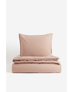 Linen-blend Single Duvet Cover Set Beige