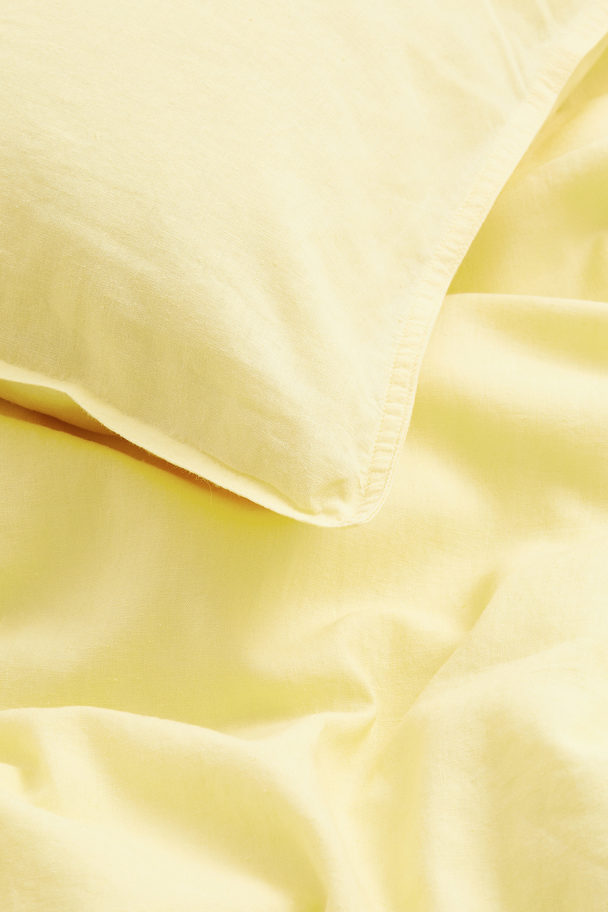 H&M HOME Linen-blend Single Duvet Cover Set Light Yellow