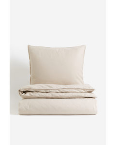 Linen-blend Single Duvet Cover Set Beige