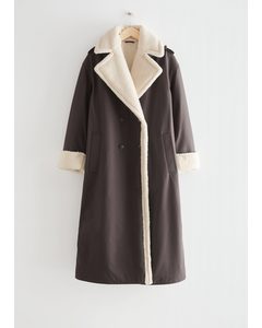 Belted Pile Coat Brown