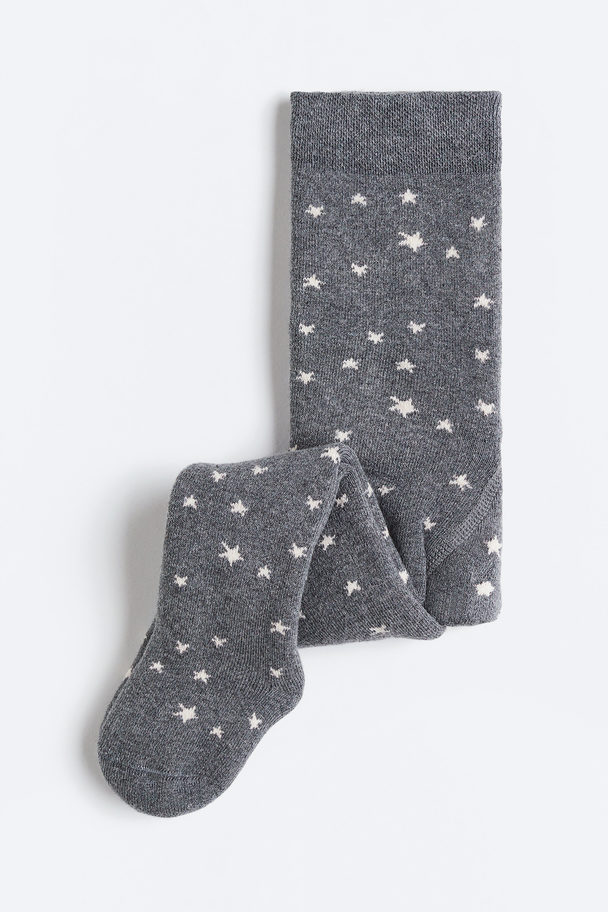 H&M Terry-lined Tights Dark Grey/stars