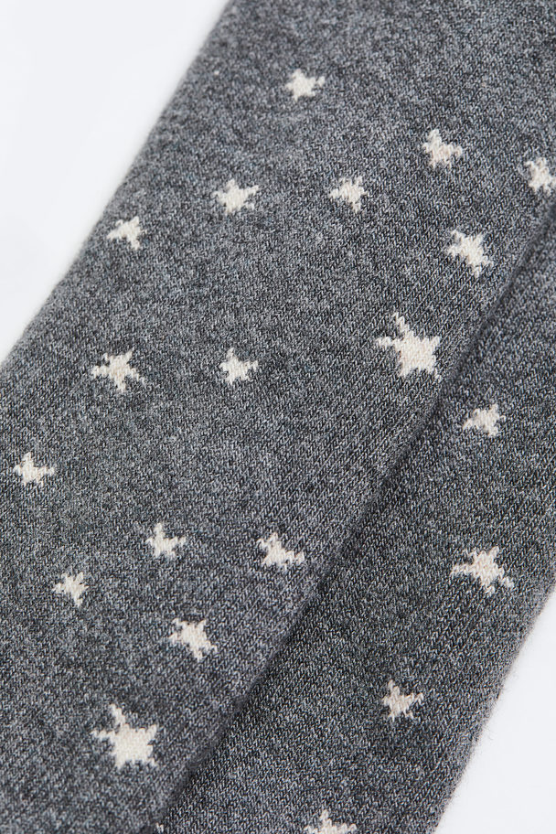 H&M Terry-lined Tights Dark Grey/stars
