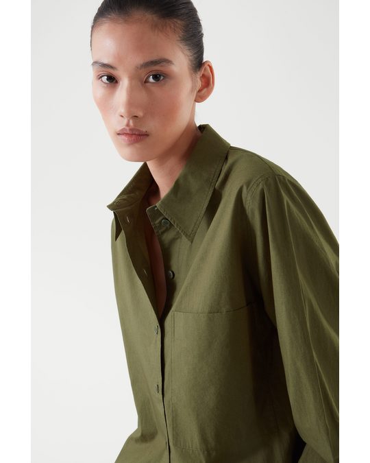 COS Oversized Tailored Shirt Khaki Green