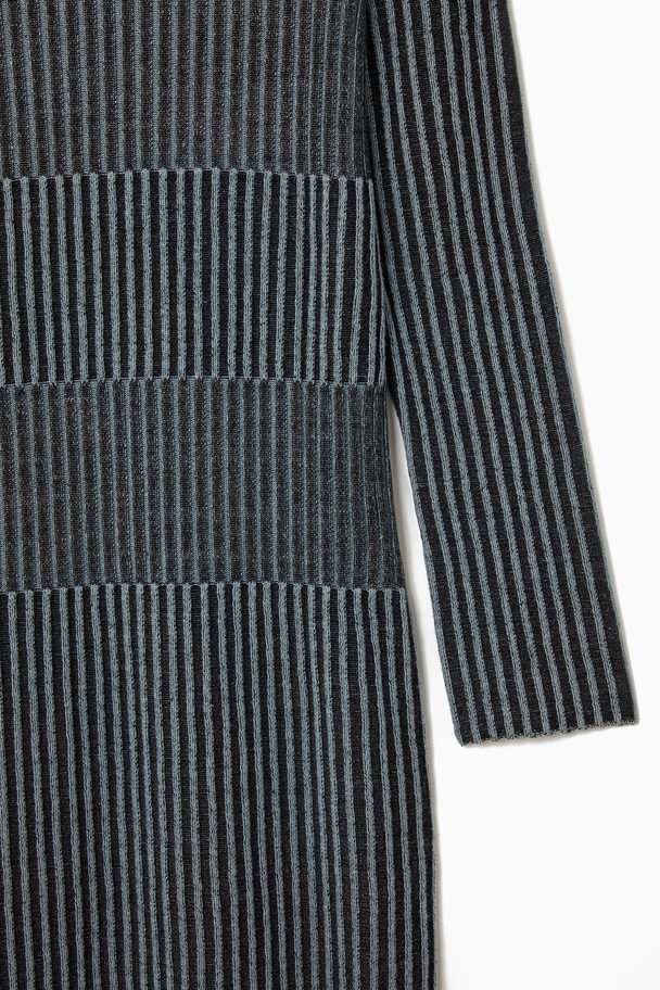 COS Striped Ribbed-knit Midi Dress Blue