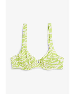 Underwire Bikini Bra With Green Zebra Print White With Green Zebra Print