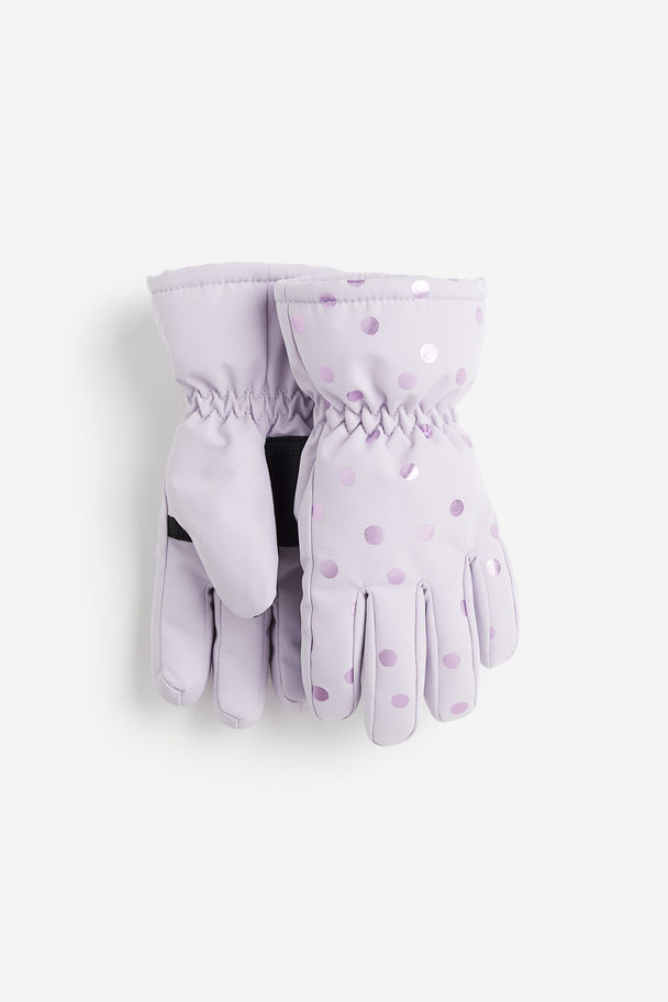 H&M Water-repellent Padded Gloves Light Purple/spotted