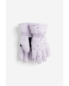 Water-repellent Padded Gloves Light Purple/spotted