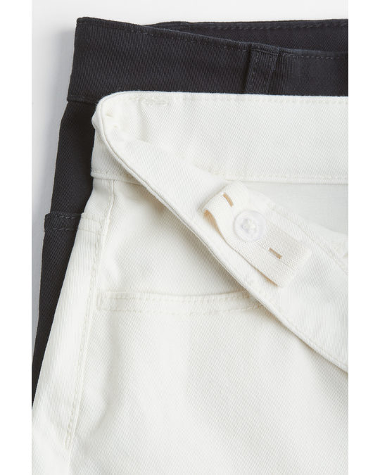 H&M 2-pack Twill Shorts Natural White/black